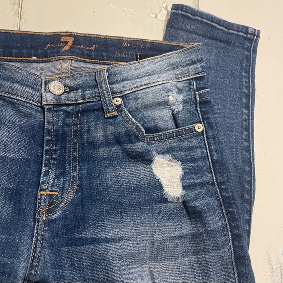 7 For All Mankind The Ankle Skinny Jeans - Sz 24 - Picture 2 of 7